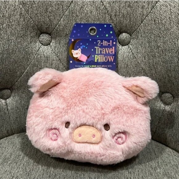 Lifestyle Products Other - Soft Plush Fuzzy Pink Pig 2-in-1 Travel Pillow